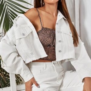 White crop denim jacket